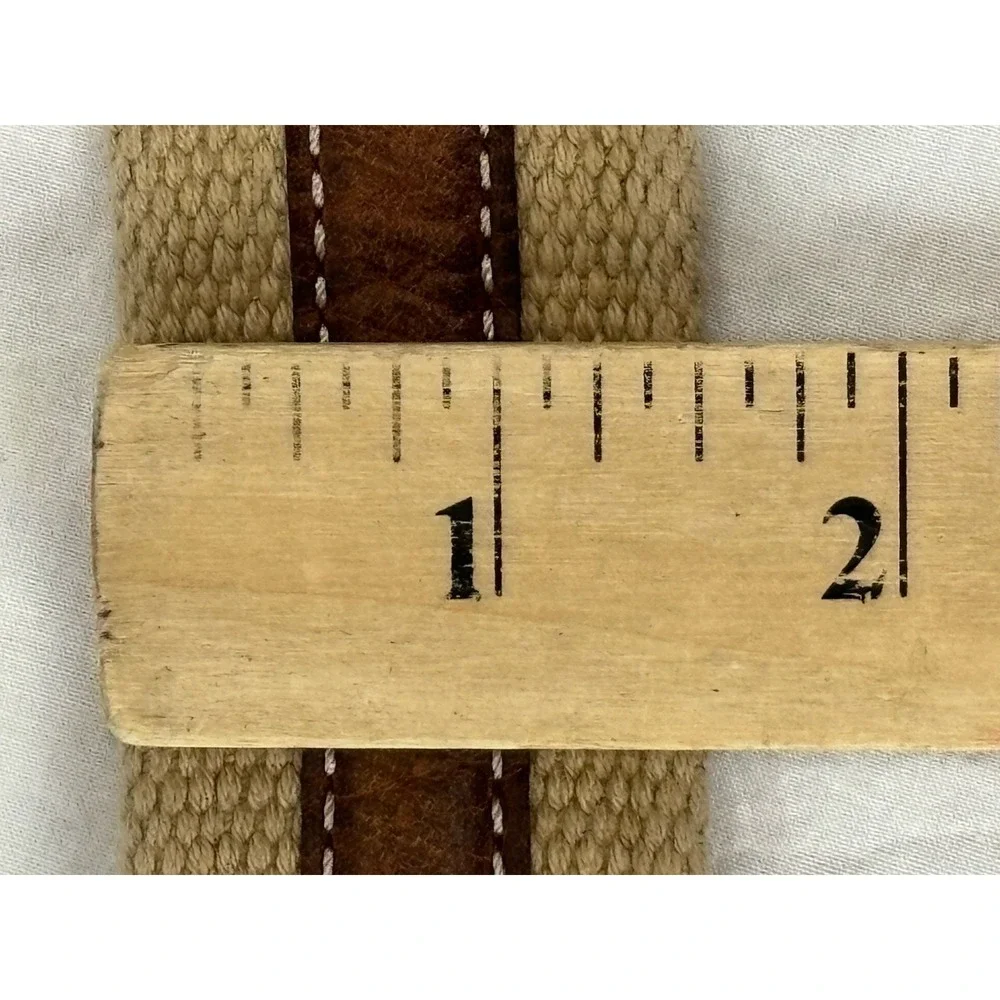 Tommy Bahama Canvas & Leather Belt Men's 40 Tan Brown Preppy Classic